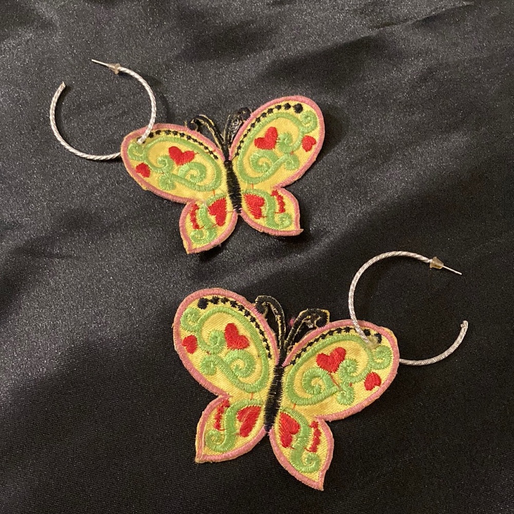Hoop Earrings w/Butterfly Attachments